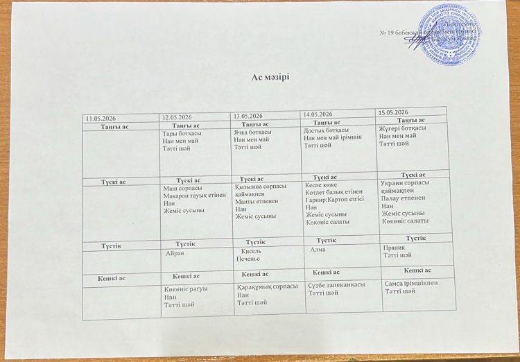 Мамыр айы 2026 жыл. Бес күндік ас мәзірі